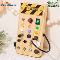 Tablero de circuitos de madera Montessori para niños, tablero de actividades educativo con interruptor LED, juguete educativo para niños