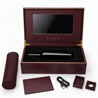 Boîte cadeau de luxe pour vin avec écran LCD, insert pour bouteille et écran rechargeable pour présentation de marque VIP