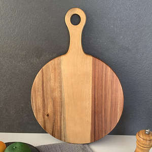 Planche à découper en bois d'acacia, plateau occidental, planche à pizza, planche à pain, planche à découper, produit artisanal en vrac - Product Image 4