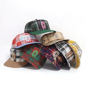 Neues Design Mode-Seil-Stickerei-Logo 100% Baumwolle <span class=keywords><strong>5</strong></span>-<span class=keywords><strong>Panel</strong></span> Vorgebogener Schirm Gorras Individuell Anpassbare Karierte Snapback-Mütze - Product Image 2