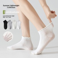Chaussettes basses Mary Jane pour femme, fines, respirantes, antibactériennes, en maille, blanches, post-partum, effet gonflé