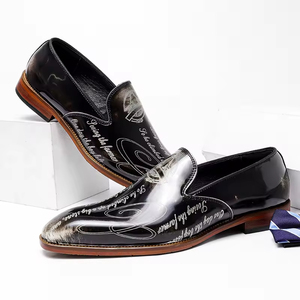 Chaussures décontractées en cuir véritable style britannique pour hommes, mocassins à bout carré en cuir de vachette, grande taille, faits à la main, marron, rétro, automne, mariage - Product Image 3