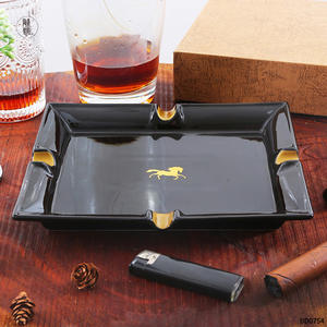 Cenicero Cuadrado de Cerámica Yumiplus, Decoración Negra y Dorada para Cigarros, Uso Doméstico, Regalo Empresarial, Logotipo Personalizable - Product Image 5