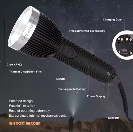 New Launch WISDOM AURORA Pro Flashlight, LED Rechargeable Flashlight- 3,192 Lumens Ultra Bright Torch,Intrinsically Safe Torch