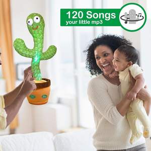 Cactus Danseur Électronique Moderne en Tissu avec Lumières LED, Parle et Chante 120 Chansons, Enregistrement Vocal 15s, Écologique - Idéal <span class=keywords><strong>pour</strong></span> Fêtes de Noël et <span class=keywords><strong>Bébés</strong></span> - Product Image 5