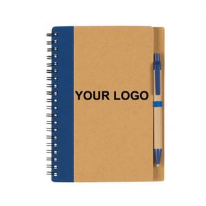 Carnet à spirale double métallique Wsy562 avec stylo en papier et bande élastique recyclable pour cadeau promotionnel - Product Image 1