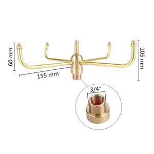 Kepala Semprotan Bisa Berputar, <span class=keywords><strong>3</strong></span>/4 "1/2" Benang Kuningan Nozel Taman Rotasi Otomatis Halaman Kolam Renang Lanskap Air Penyiram - Product Image 2