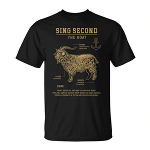 Camiseta Sing Second The Goat negra de manga corta con cuello redondo para hombre, ropa con diseño gráfico - Product Image 3