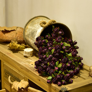 ดอกกุหลาบขนาดเล็กสไตล์วินเทจ ยี่ห้อ Yihua Floral Art แบบขอบไหม้ ดอกไม้ประดิษฐ์จากผ้าไหม ของตกแต่งบ้าน - Product Image 4