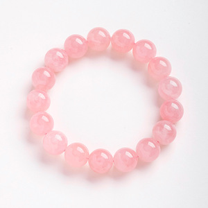 Bracelet en cristal de quartz rose naturel avec perles polies et breloque fleur de pêcher - Cadeau idéal pour une meilleure amie, cristal Feng Shui - Product Image 4