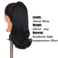 WP26 Meilleures ventes Extensions de cheveux synthétiques queue de cheval à cordon de serrage avec filet de maintien arrière, style Yaki