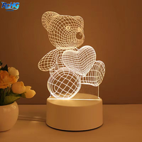 Lámpara Nocturna LED 3D con Ilusión Óptica, Mini Lámpara de Mesa Decorativa USB de Plástico Blanco Cálido para Niños, Regalo
