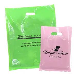 Custom oem odm your own logo Plastic Merchandise Bags with Die Cut Handles shopping bag