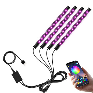 <span class=keywords><strong>Bande</strong></span> lumineuse <span class=keywords><strong>LED</strong></span> flexible RGB de haute qualité pour l'ambiance de la voiture, accessoires intérieurs décoratifs, lumière ambiante musicale sans fil - Product Image 1