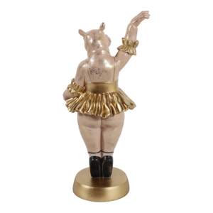 Statuetta di Ippopotamo Ballerina in Resina con Finitura Dorata, Pezzo d'Arte per Arredamento Casa, Soggiorno, Ufficio, Bagno - Product Image 4