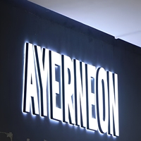 Boîte à lumière lumineuse en acrylique pour mur extérieur personnalisée, lettres en acrylique 3D avec logo en acier inoxydable, mini enseigne en lettres