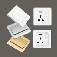 Prise murale électrique série Yuanjing, panneau PC blanc, 13A, multiprise universelle britannique, usage hospitalier, IP22, pour maison