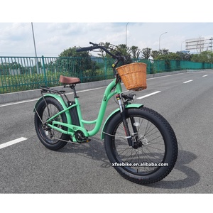 Vélo Électrique Rétro d'<span class=keywords><strong>Été</strong></span> à <span class=keywords><strong>Pneus</strong></span> Larges 26 Pouces, Batterie Lithium 15AH 48V, 7 Vitesses, Vélo de Plage Électrique pour Femmes - Product Image 4