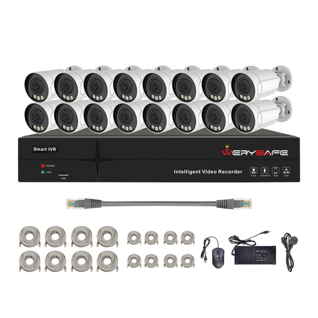 WERYSAFE 4 8ch 16 Channel 5mp Ip Poe Outdoor Surveillance Tuya APP Kit Bullet Camera Nvr Cctv Security Camera System
