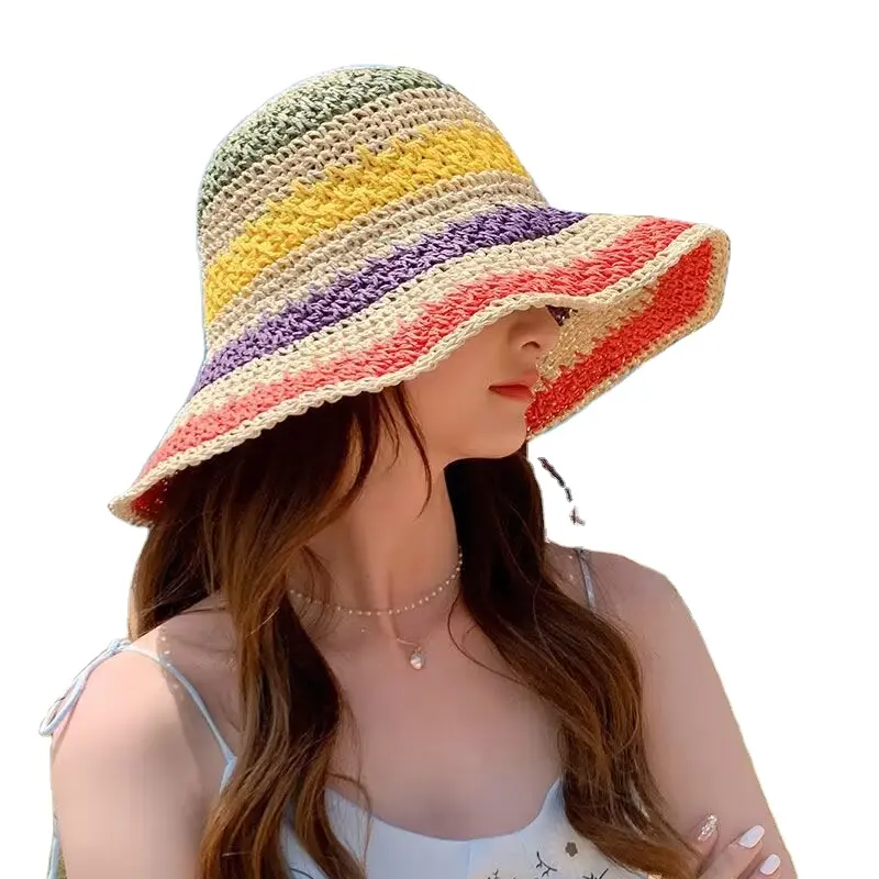Topi nelayan jerami tabir surya lipat modis musim panas panas Beanie tepi besar liburan pantai topi jaring musim dingin