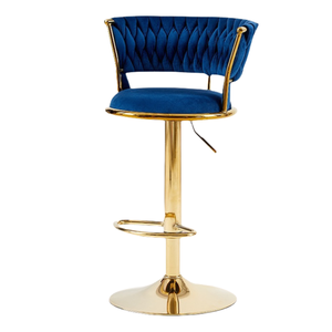 <span class=keywords><strong>Fauteuil</strong></span> commercial en velours bleu Tabourets hauts de luxe pour <span class=keywords><strong>table</strong></span> à manger pour bureau à domicile et chaises de bar et de restaurant de cuisine - Product Image 1