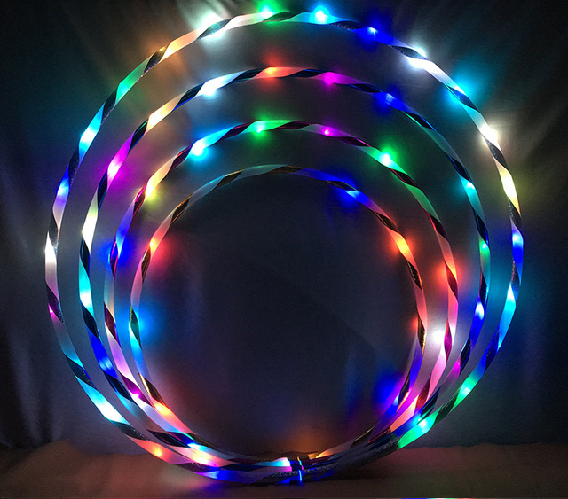 Popular LED Hula Hoops Glowing Lights Exercise 60/70/75/80/90cm Multi-Color Changing Light up Hoop for Kids Adults Dance Dark