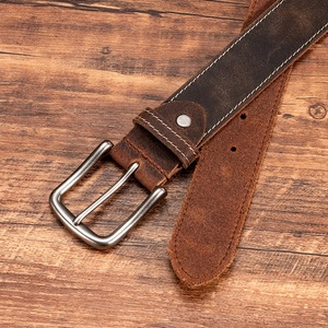 Cinturón de Cuero para Hombre, Estilo Casual Vintage de Lujo, Hecho a Mano, de Cuero Vacuno de Grano Completo Crazy Horse, con Hebilla de Aleación - Product Image 2