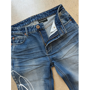 <span class=keywords><strong>Jeans</strong></span> <span class=keywords><strong>Uomo</strong></span> Svasati Vintage Distressed Blu con Stampa Effetto Sbiadito Oversize a Zampa d'Elefante - Produzione Personalizzata - Product Image 4