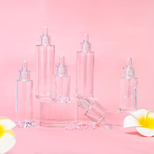 Flacon en verre à épaule plate pour lotion et sérum, transparent, très vendu, 15 ml/30 ml/60 ml/100 ml/120 ml/200 ml, avec <span class=keywords><strong>couvercle</strong></span> en verre <span class=keywords><strong>creux</strong></span> - Product Image 4