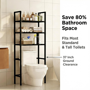 Estante de Almacenamiento Sobre el Inodoro, Organizador de Baño de Metal que Ahorra Espacio, Estante Independiente Sobre el Inodoro con Barandilla - Product Image 2