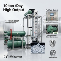Machine à glace industrielle de 10 tonnes pour tubes de 26 mm, 28 mm, 30 mm, 34 mm, 38 mm, en acier 304, pour la chaîne du froid des boissons