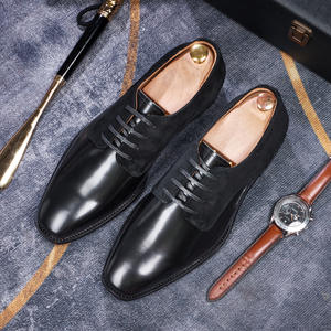 Elegantes Zapatos de Vestir para Hombre con Punta en Pico, Parte Superior de Cuero Pulido y Gamuza, Cierre Deslizante, Modernos para Oficina y Eventos Profesionales - Product Image 5