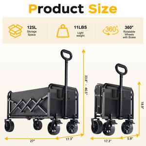 आउटडोर फोल्डेबल वैगन कार्ट भारी शुल्क कार्बन स्टील उपयोगिता वैगन कार्ट सभी-इलाके 360 स्विवेल ब्रेक पोर्टेबल हल्के - Product Image 3