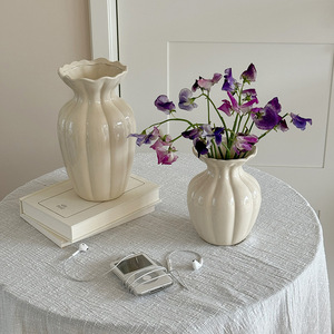Jarrón de Cerámica Transparente de Lujo Ligero para Decoración del <span class=keywords><strong>Hogar</strong></span>, Arreglo Floral de Escritorio, Cristal Esmaltado para Flores - Product Image 4