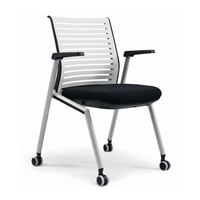 Chaise de bureau de style traditionnel avec structure métallique et dossier rembourré, chaise en tissu pour salle de conférence