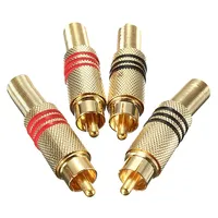 4 Piezas (2 Pares) de Conectores RCA Macho Dorados para Soldar, Adaptador de Cable de Audio y Video, NUEVO para Altavoces de Audio