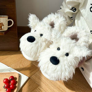 Chiot griffonné moelleux Animal mignon antidérapant hiver intérieur <span class=keywords><strong>chien</strong></span> pantoufles fourrure diapositives enfants pantoufles <span class=keywords><strong>pour</strong></span> femmes - Product Image 2