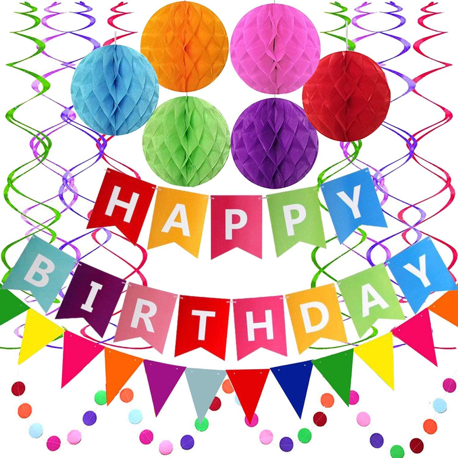 Colorful Birthday paper honeycomb set