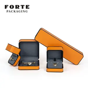 FORTE Unique Popular PU Leather Round Corner Black Edge Orange Pendant Jewelry Packaging Box