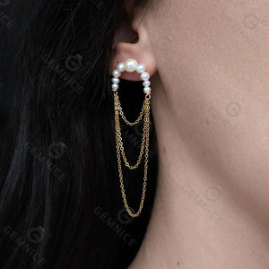 Gemnel Luxury Wedding Jewelry 925 Pendiente de perlas de agua dulce de plata - Product Image 4