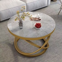 Table basse moderne de luxe en dalle de roche Table d'appoint durable en métal marbre verre Nouvelle table d'appoint tendance pour la maison salon petit appartement villa