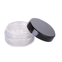 Pot de poudre libre 5g noir transparent, emballage cosmétique pour illuminateur, boîte à maquillage pour fard à paupières, petit étui rond en plastique avec tamis