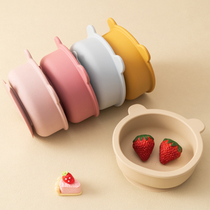 Set de Alimentación de Silicona <span class=keywords><strong>para</strong></span> Bebés, Tazón con Succión de Osito Adorable, Vajilla Infantil, Contenedor Suave <span class=keywords><strong>para</strong></span> Alimentos y Frutas - Product Image 5