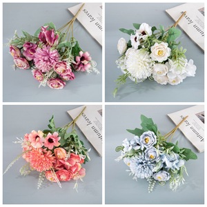 Bouquet de roses artificielles Buqing blanc, bleu, rose pour décoration de mariage, arrangement floral mural, bouquet portable en tissu tissé - Product Image 3