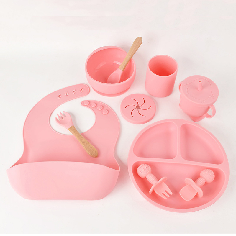 10-piece pink tableware set