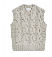 Gilet pull sans manches en tricot torsadé vintage en coton uni pour homme, personnalisé, mode automne-hiver