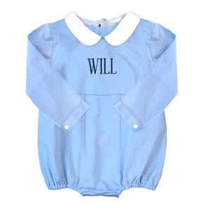 Body per Neonati in Cotone 95% con Colletto Peter Pan Blu e Bianco, Personalizzabile con Nome e Logo, Manica Lunga - Product Image 5