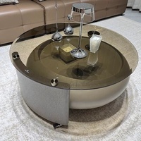 Zayshine italien moderne FRP Base Table basse comptoir en verre cercle salon meubles ensemble simplicité théière rotative