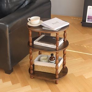 SENYU Étagère de présentation à 3 niveaux en bois artisanal, support de rangement ovale pour la décoration intérieure, salon, chambre à coucher - Product Image 5