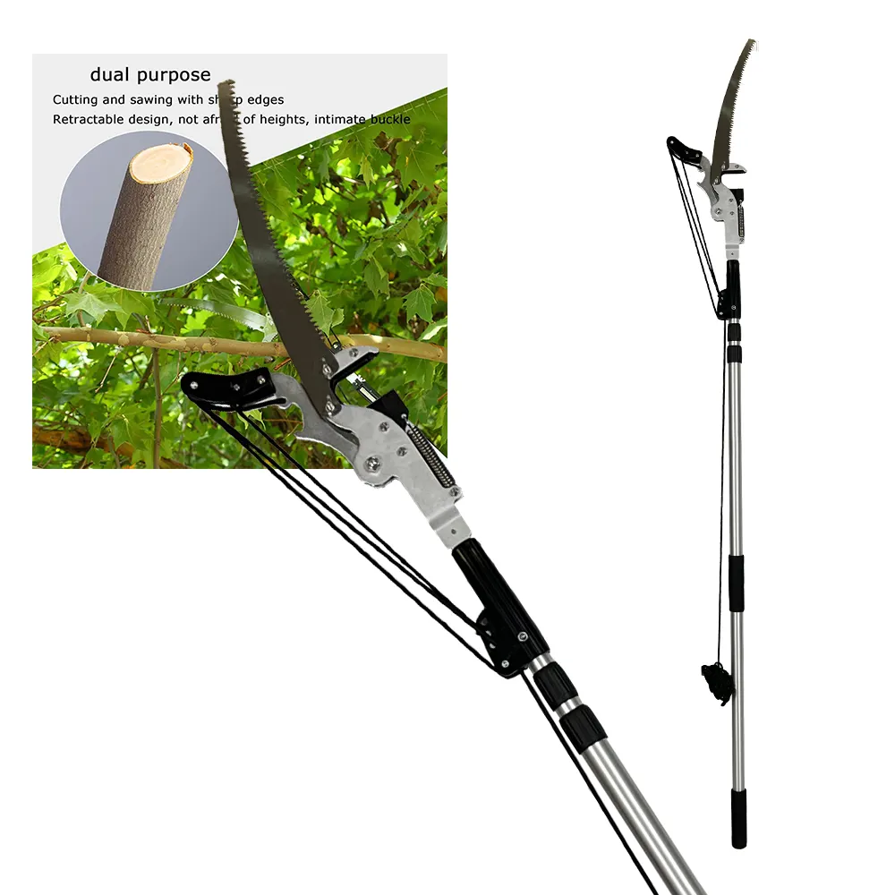 Qiyun outils de jardin sécateurs de branches pour couper les arbres branches d'arbres scie avec extension de poteau télescopique